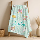 Silly Goose Girl Design Teal Green Fleecedecke