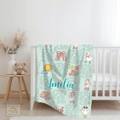 Silly Goose Girl Design Teal Green Fleecedecke