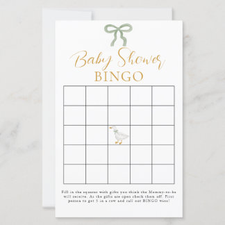 Silly Goose Green Cottagecore Baby Shower Bingo 