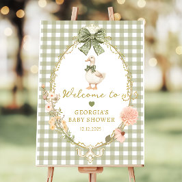 Silly Goose Green Gingham Baby Shower Welcome