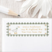 Silly Goose Green Gingham Daisy Return Address (Insitu)