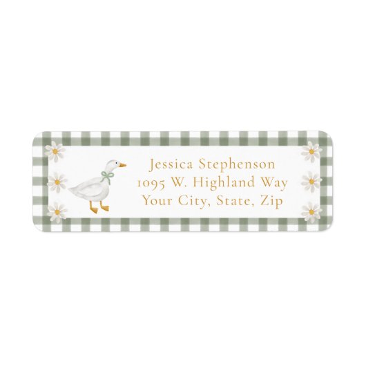 Silly Goose Green Gingham Daisy Return Address (Vorne)