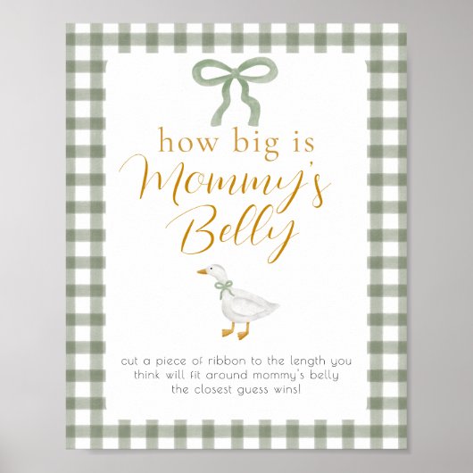 Silly Goose Green Gingham Mommys Belly Spiel Poster (Vorne)