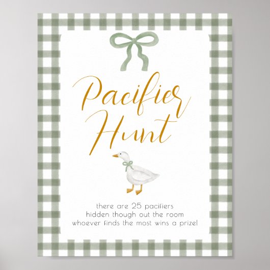 Silly Goose Green Gingham Pacifier Hunt Game Poster (Vorne)