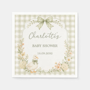 Silly Goose Grün Kariert Baby Shower Serviette