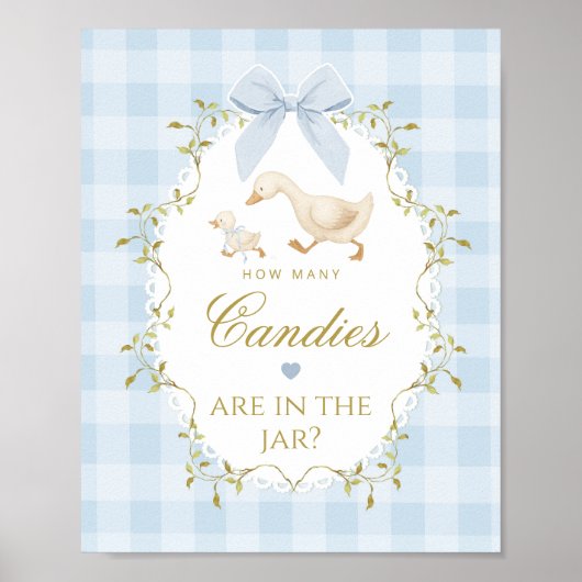 Silly Goose How many candies Blue Gingham Poster (Vorne)