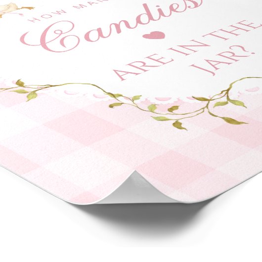 Silly Goose How many candies Pink Gingham Bow Poster (Ecke)