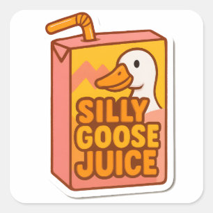 Silly Goose Juice Quadratischer Aufkleber
