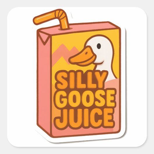 Silly Goose Juice Quadratischer Aufkleber (Vorderseite)