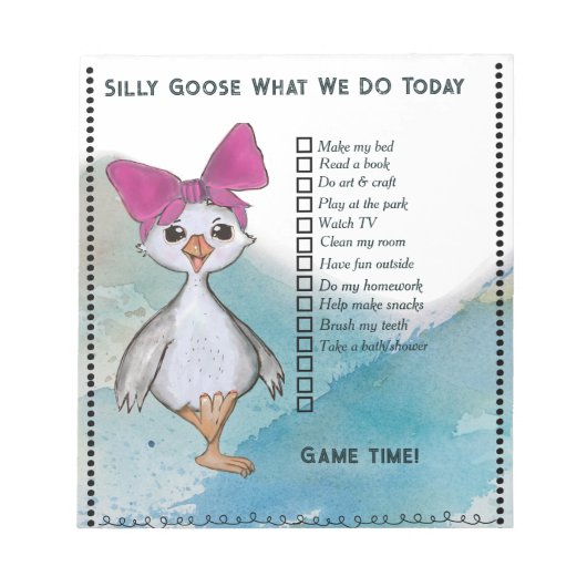 Silly Goose Kids Custom Daily Routine Checklist Notizblock (Vorderseite)