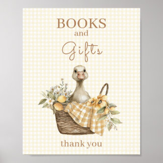 Silly Goose Lemon Baby Shower Books and Gifts Sign Poster