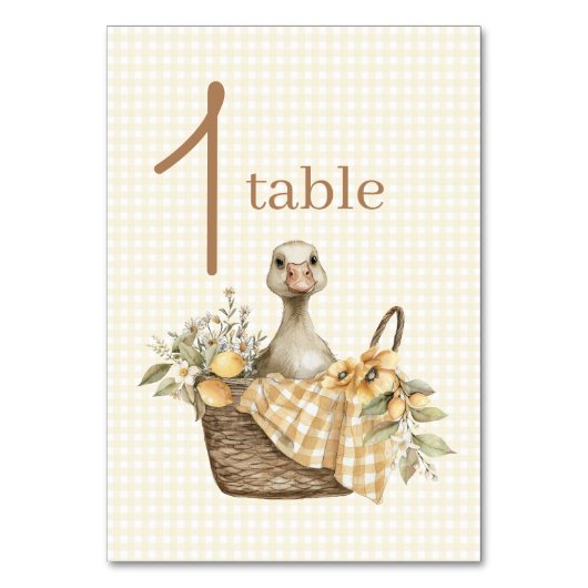 Silly Goose Lemon Baby Shower Table Numbers Tischnummer (Vorderseite)