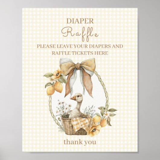 Silly Goose Lemon Watercolor Diaper Raffle Sign Poster (Vorne)