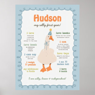 Silly Goose Milestone Board, Printable One Silly  Poster