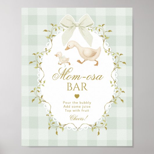Silly Goose Momosa bar Green Gingham Poster (Vorne)