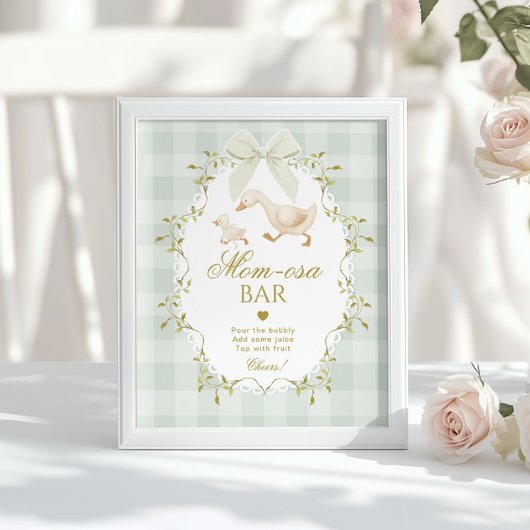 Silly Goose Momosa bar Green Gingham Poster