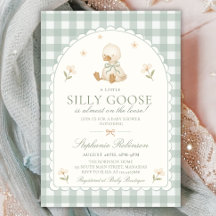Silly Goose Neutrale Bogen Grün Gingham Baby Showe