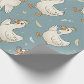 Silly Goose Party – Blue Background with Feathers Geschenkpapier (Ecke)