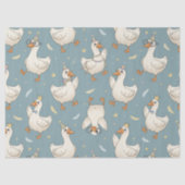 Silly Goose Party – Blue Background with Feathers Seidenpapier (Vorderseite)