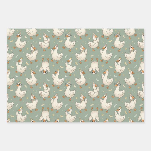 Silly Goose Party Parade Funny Birthday Geschenkpapier Set (Vorderseite 2)
