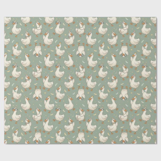 Silly Goose Party Parade – Funny Duck Patter Geschenkpapier (Flach)