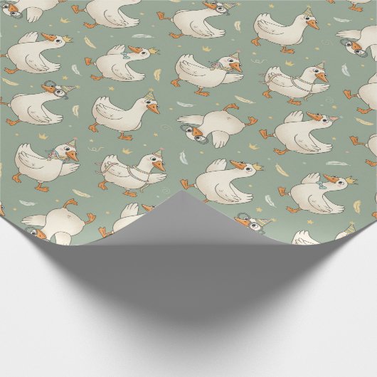 Silly Goose Party Parade – Funny Duck Patter Geschenkpapier (Ecke)