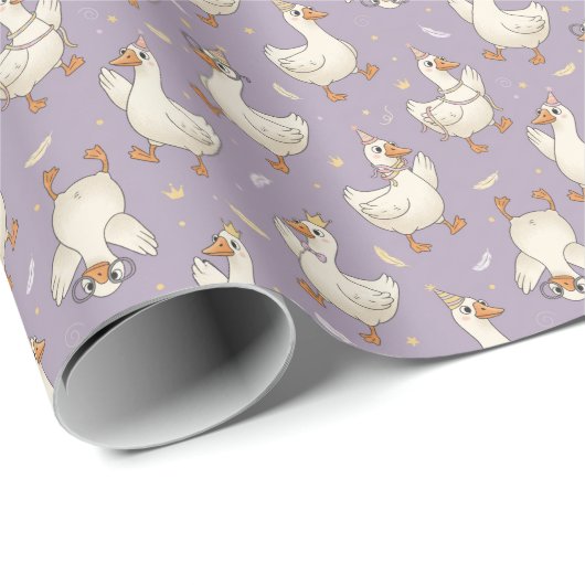 Silly Goose Party – Quirky Birthday Design Geschenkpapier (Rolleneckpunkt)