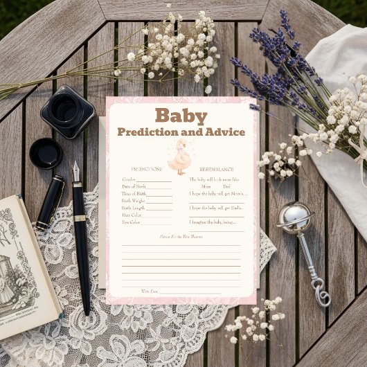 Silly Goose Pink Baby Predictions & Advice Card Einladung