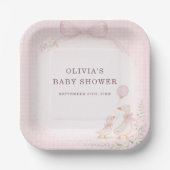 Silly Goose Pink Baby Shower Party Pappteller (Vorderseite)