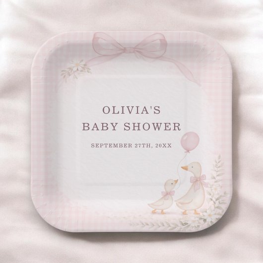 Silly Goose Pink Baby Shower Party Pappteller