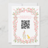 Silly Goose Pink Bow Floral QR Code Baby Shower Einladung (Rückseite)