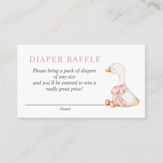 Silly Goose Pink Floral Diaper Raffle Card Begleitkarte (Vorderseite)