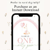 Silly Goose Pink Floral First Birthday Einladung