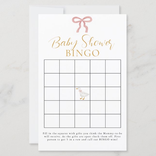 Silly Goose Pink Gingham Baby Shower Bingo (Vorderseite)