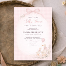 Silly Goose Pink Gingham Baby Shower