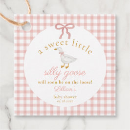 Silly Goose Pink Gingham Baby Shower Favor  Geschenkanhänger
