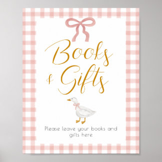 Silly Goose Pink Gingham Baby Shower Gift Table Poster