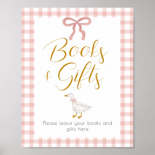 Silly Goose Pink Gingham Baby Shower Gift Table Poster (Vorne)