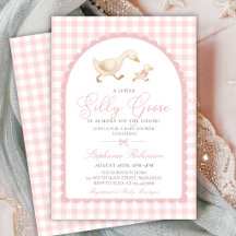 Silly Goose Pink Gingham Bogen Mädchen Baby Shower