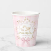 Silly Goose Pink Gingham Bow Baby Shower Pappbecher (Rückseite)