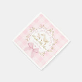Silly Goose Pink Gingham Bow Baby Shower Serviette (Ecke)