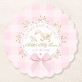 Silly Goose Pink Gingham Bow Baby Shower Untersetzer (Vorderseite)