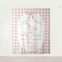 Silly Goose Pink Gingham Girl Baby Shower Backdrop Wandteppich