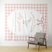 Silly Goose Pink Gingham Girl Baby Shower Backdrop Wandteppich (Beispiel (Horizontal))