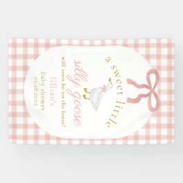Silly Goose Pink Gingham Girl Baby Shower  Banner