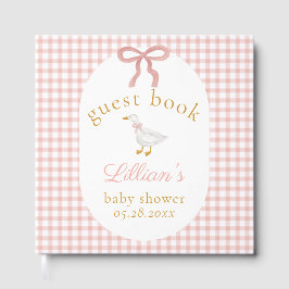 Silly Goose Pink Gingham Girl Baby Shower Gästebuch