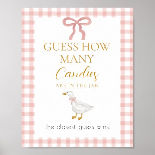 Silly Goose Pink Gingham Guess How Many Game Poster (Vorne)