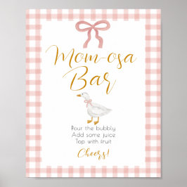 Silly Goose Pink Gingham Mimosa Station Sign Poster