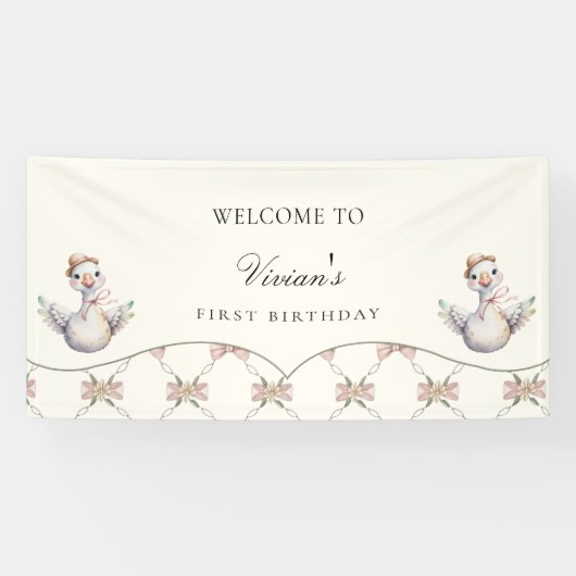 Silly Goose Preppy Bow Baby Shower Banner (Horizontal)