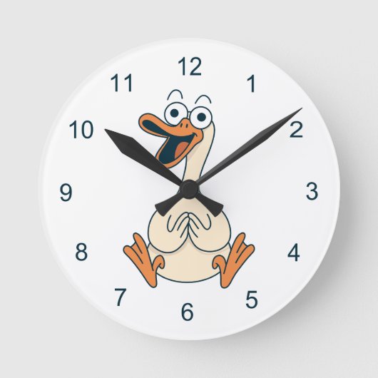 Silly Goose, Quirky, Funny Cartoon Goose Runde Wanduhr (Vorderseite)
